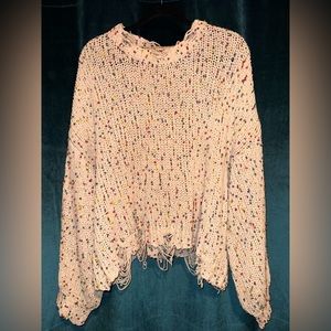 Pol Distressed Confetti Sweater - Size L